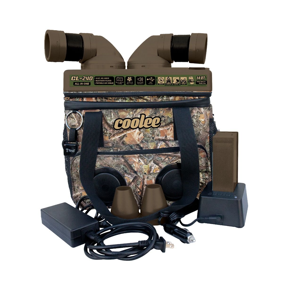 Coolee CL-240 Camo -portable ice chest - air-conditioner bluetooth