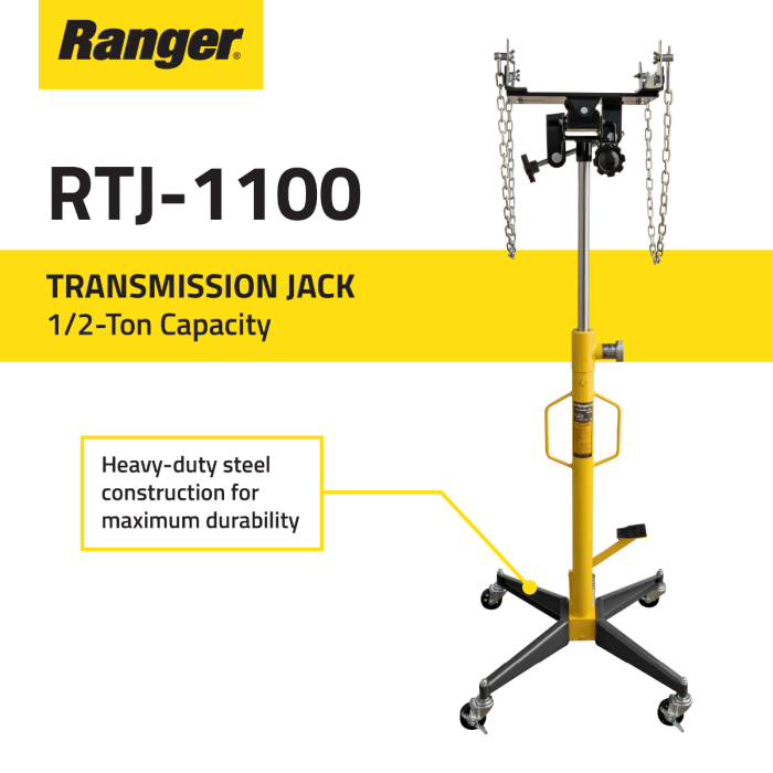 Ranger RTJ-1100 1/2-Ton Capacity Transmission Jack