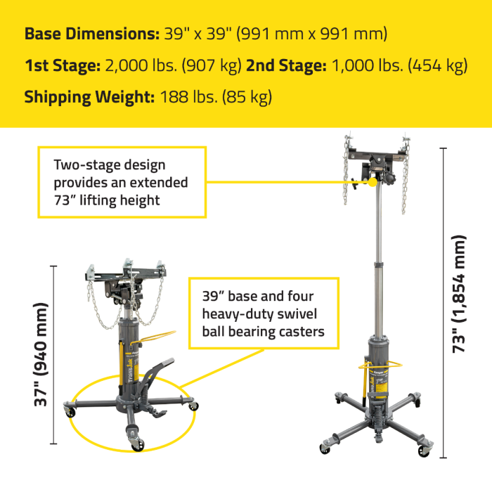 Ranger RTJ-1 1-Ton Capacity Telescoping Transmission Jack