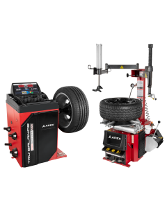 APEX AT26A and AB28 tire changer wheel balancer combo with pneumatic assist tower