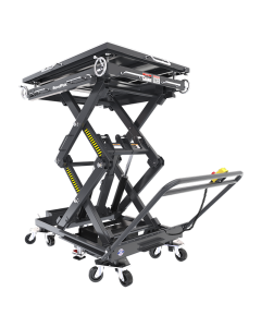 BendPak 5175611 EVS3000 portable EV lift with control pendant attached, highlighting mobile-ready, space-saving design.