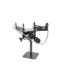 BendPak MOBI-EVS transmission support attachment featuring adjustable brackets, safety chains, and a mounting base—designed for EV battery and powertrain lift tables.