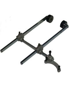 Ranger 5326331 friction rotor silencer tool for brake service, featuring dual adjustable arms with rubber pads and a stabilizing bracket for secure rotor vibration dampening during machining.