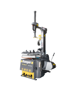 Ranger R76LT 5140144 tire changer in angled view with tilt-back design, foot pedal controls, and side-mounted bead breaker