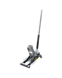 Ranger 4000ALX 2-ton low-profile aluminum floor jack 5150049 partially raised with extended handle.