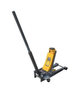 Ranger RFJ-6HD 3-ton floor jack back right view highlighting yellow lift arm and padded handle 5150446.
