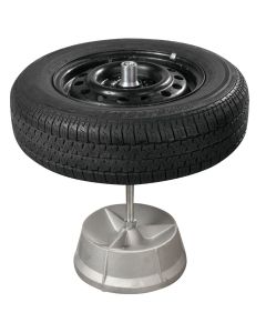 Ranger RWS-1B 5156100 Bubble Wheel Balancer holding a mounted tire and wheel assembly on its balancing shaft