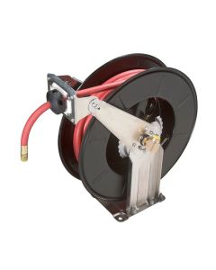 Ranger RH-50PL Retractable Air Hose Reel mounted to ceiling beam in automotive shop 5150211
