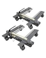 Pair of Ranger RCD-2500 5150625 hydraulic car dollies displayed side by side with extended steel rollers.