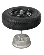 Ranger RWS-1B 5156100 Bubble Wheel Balancer holding a mounted tire and wheel assembly on its balancing shaft