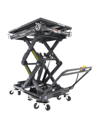 BendPak 5175988 EVS4500 portable EV scissor lift shown in workshop-ready setup with pendant cable attached.