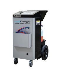 Side view of the Ranger CoolCharge 5150025 A/C recovery and recharge machine with storage pocket for hoses.