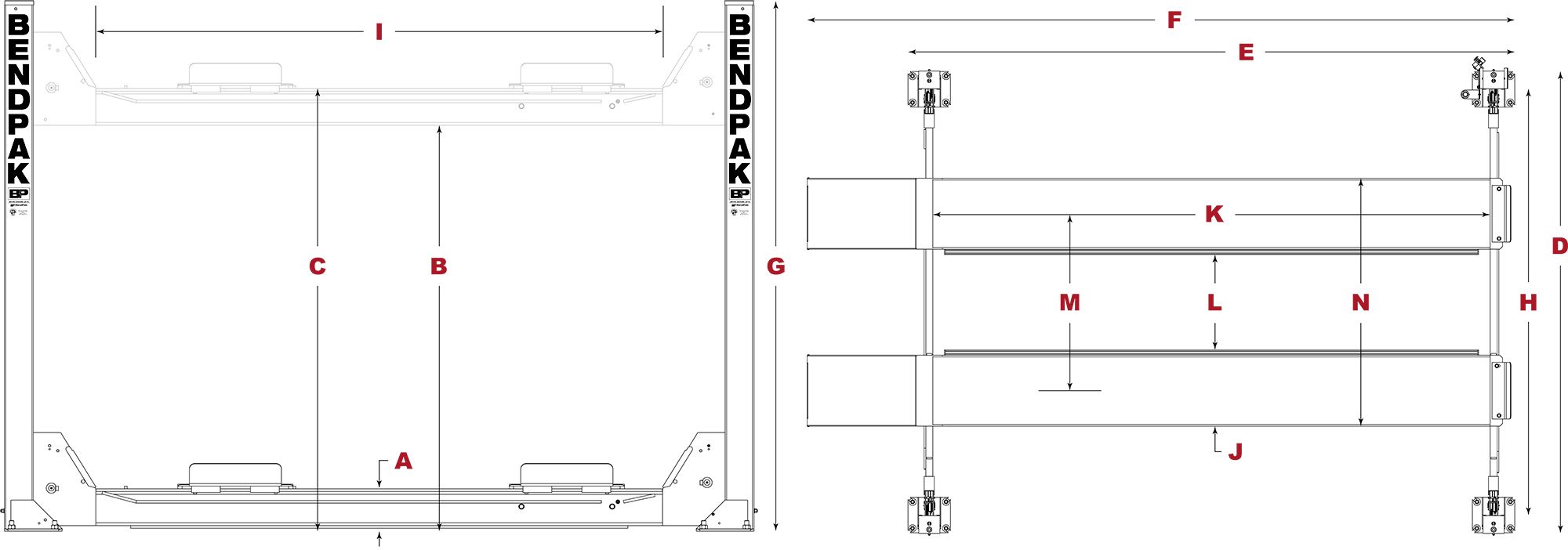 BendPak HDS-14X Extended Four-Post Lift - 5175173