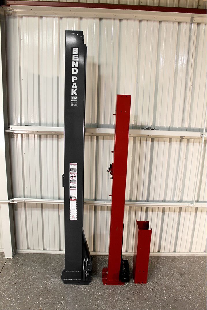 BendPak Post next to Challenger Lift Post