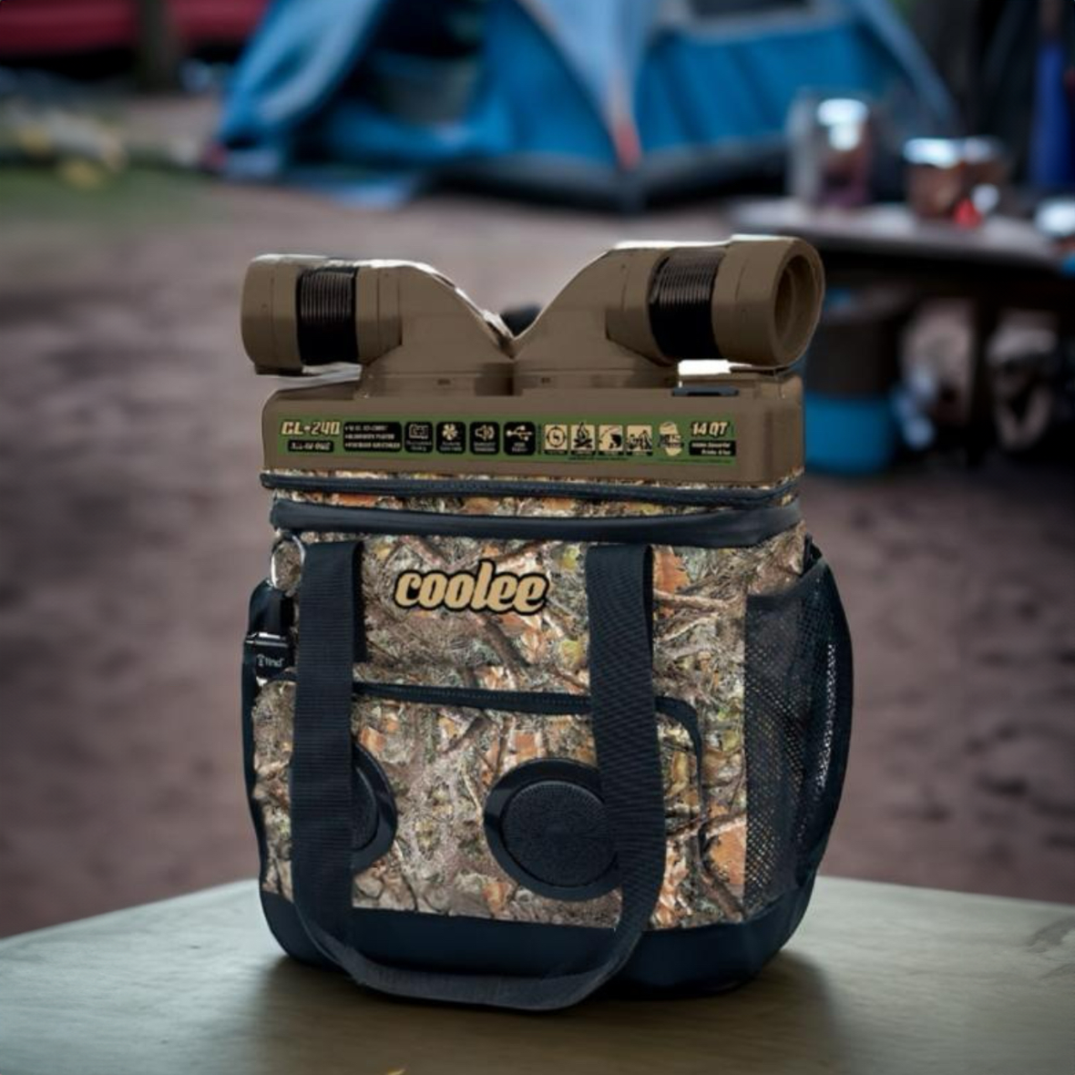 The Camo Coolee is perfect for long camping trips.