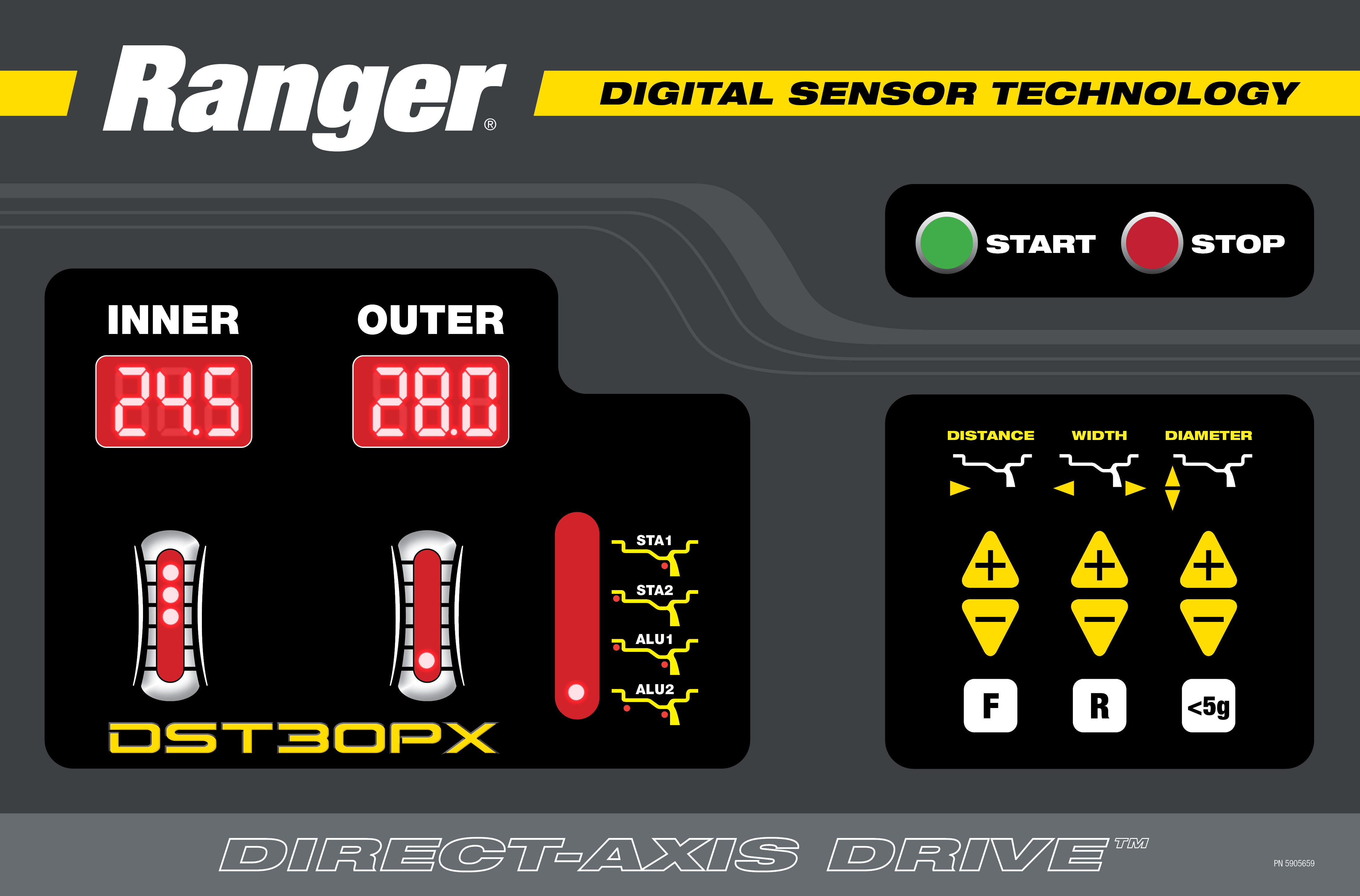 LED wheel weight displays on DST30PX showing real-time placement accuracy