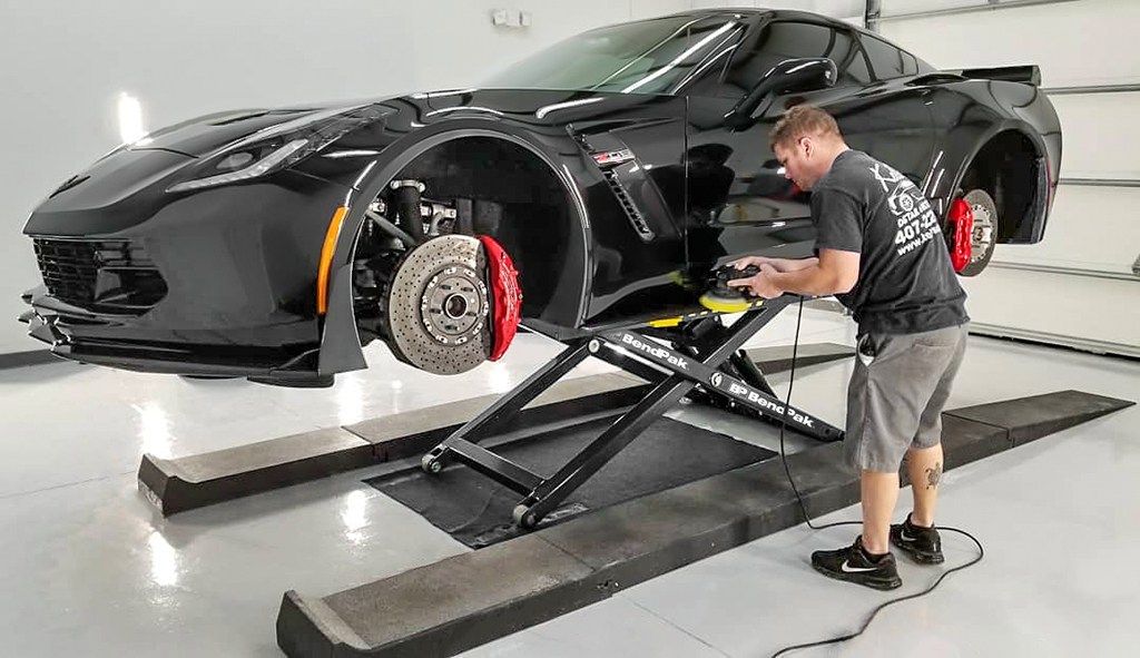 Lifting a Car with Mid-Rise Lift for Auto Detail