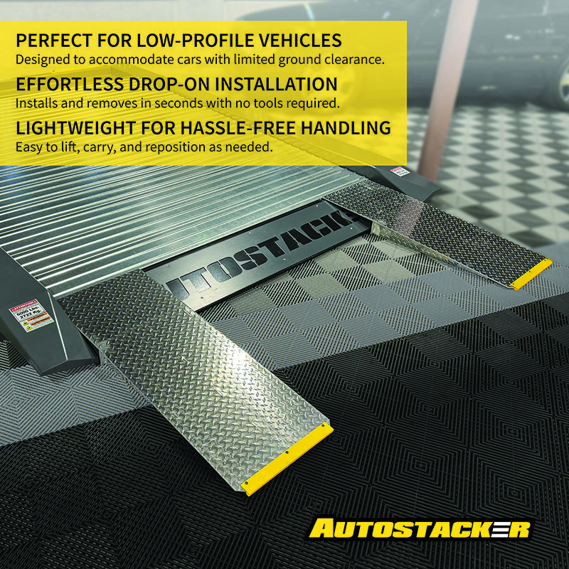 Autostacker 48-inch extended approach ramps are an optional accessory available for use with an Autostacker parking lift
