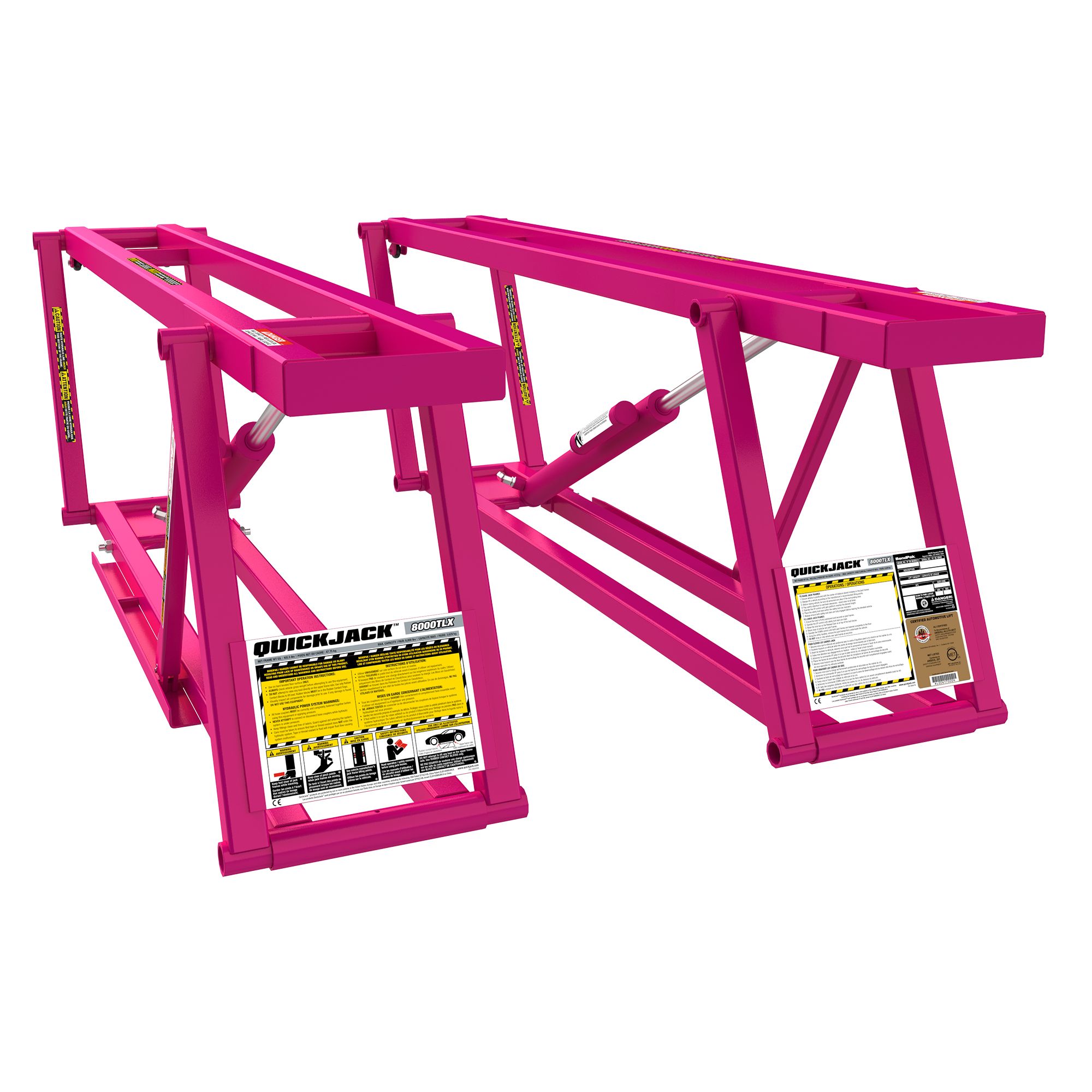 Pink QuickJack 8000TLX extended-length portable car lift