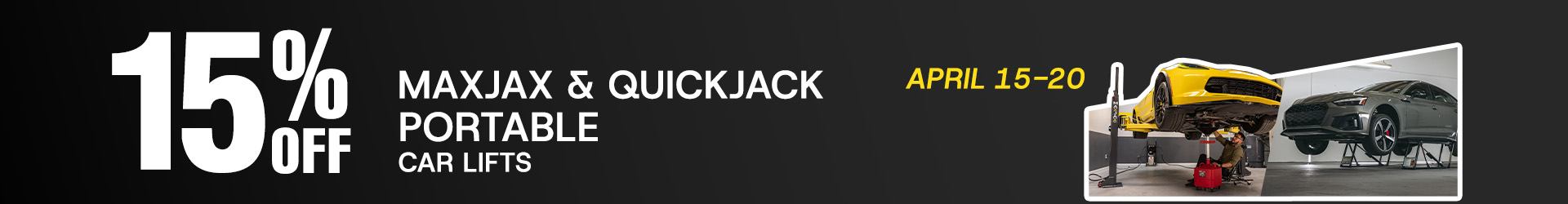 15% Off Quickjack and MaxJax Portable Lifts 
