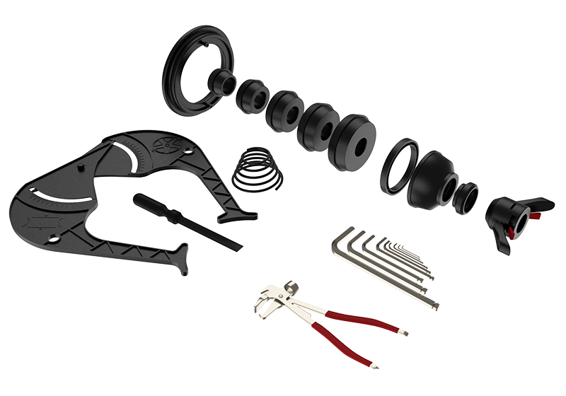 DST30PX wheel balancer starter kit including silver, black adhesive, and clip-on steel weights