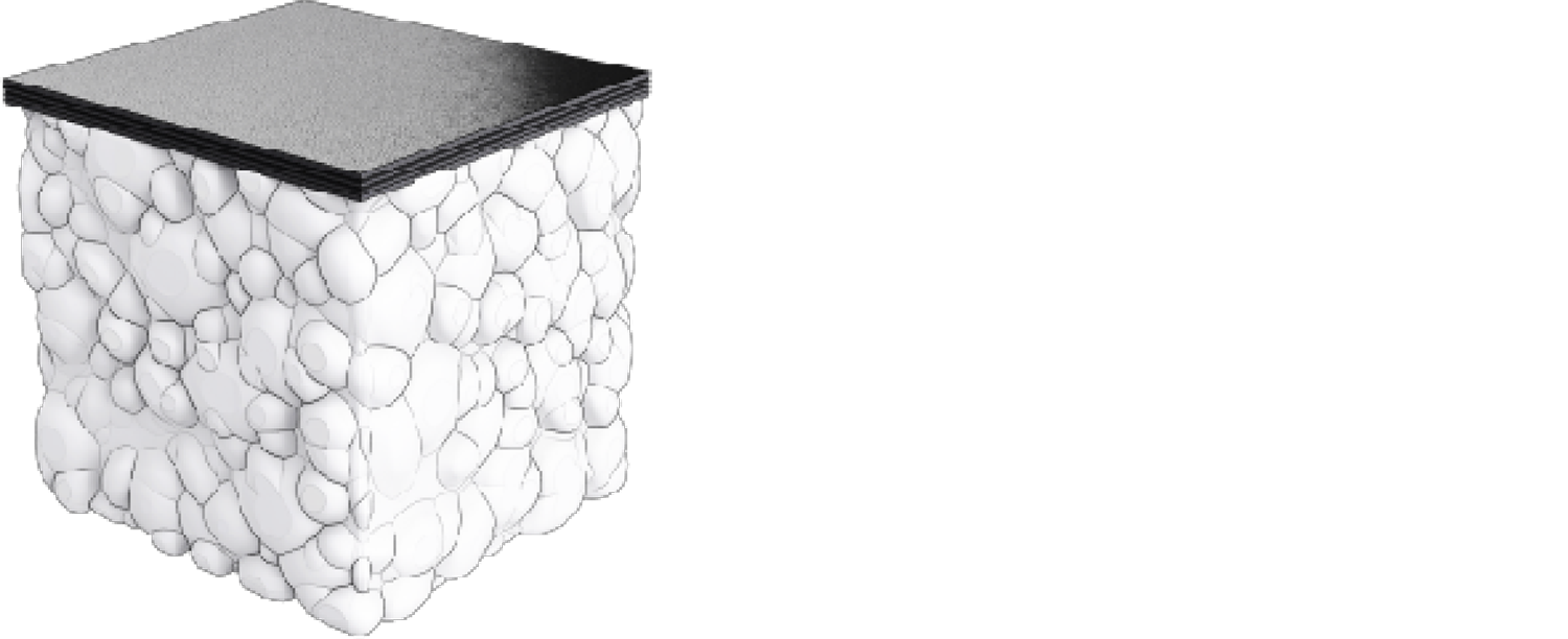APEX ramp cutaway showing polyurea coating over high density expanded polystyrene core