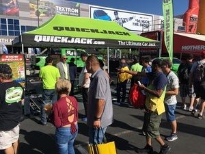Big crowds around BendPak outdoor booth for SEMA 2017