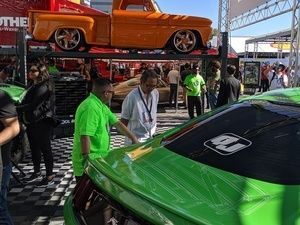 Inside BendPak outdoor booth at SEMA 2019