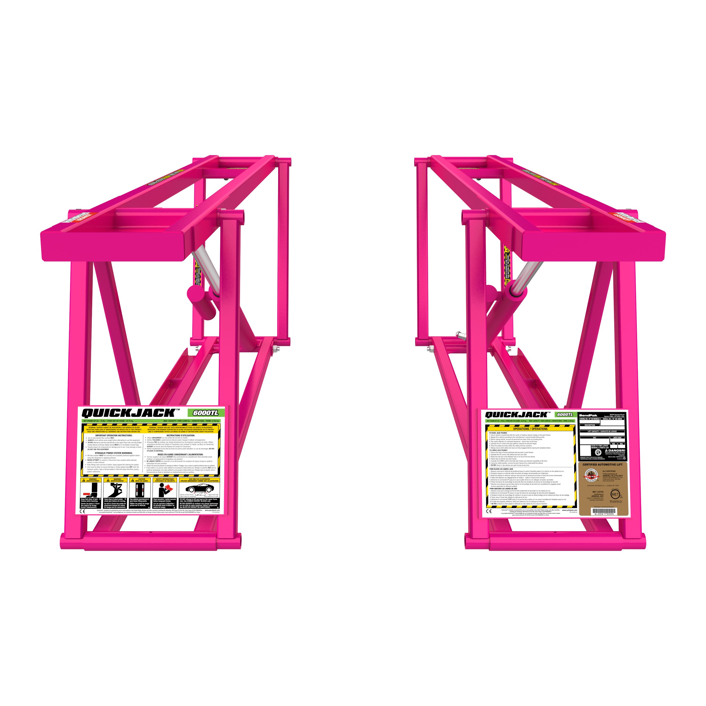 Pink QuickJack 6000TL portable car lift