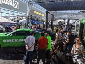 SEMA attendees looking at BendPak product